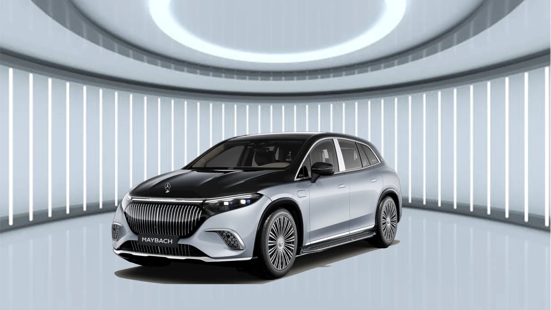 Mercedes-Benz Maybach EQS SUV in Maybach Two Tone High Tech Silver Obsidian Black